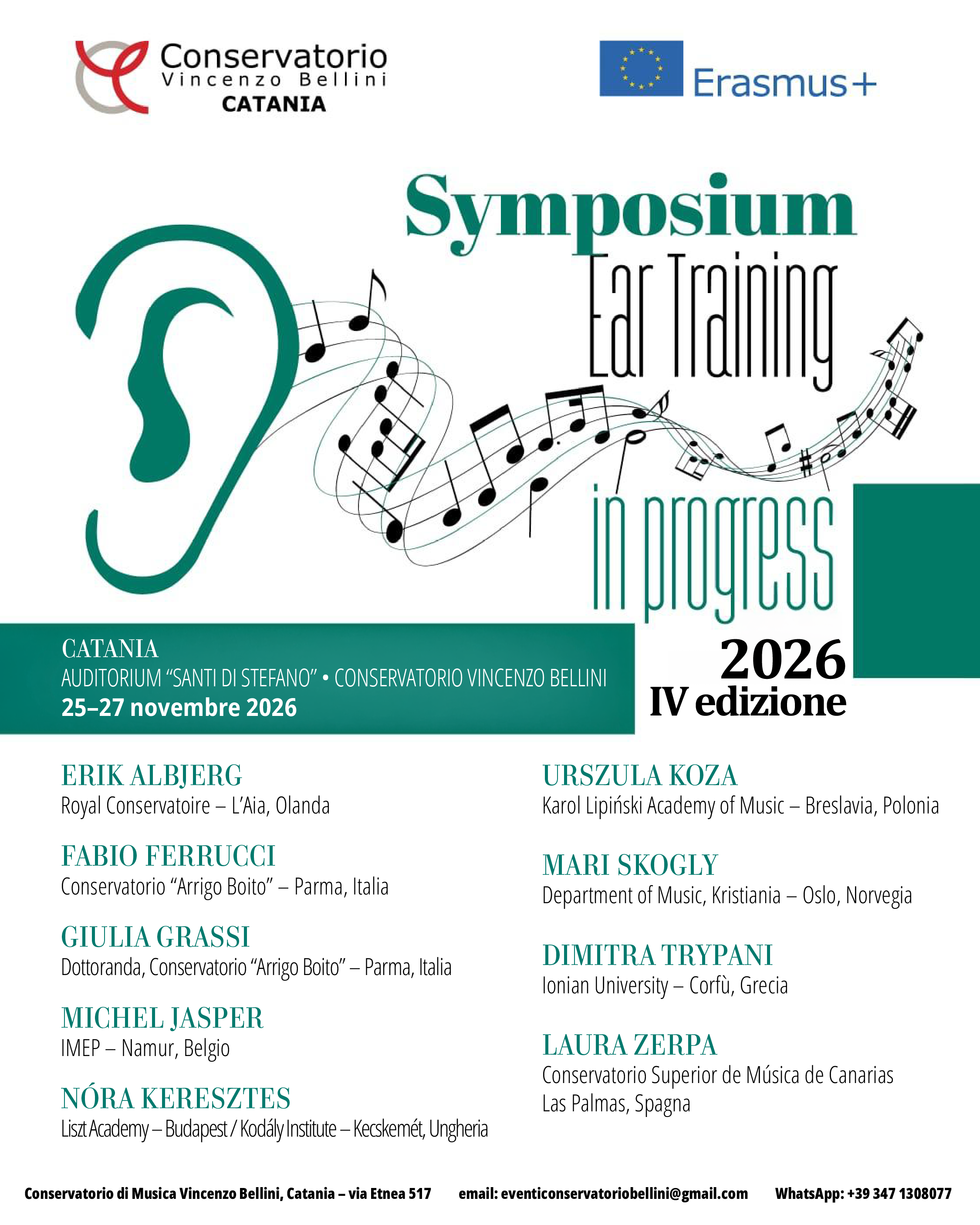 Locandina del Symposium Ear Training in progress, 25-27 Novembre 2026